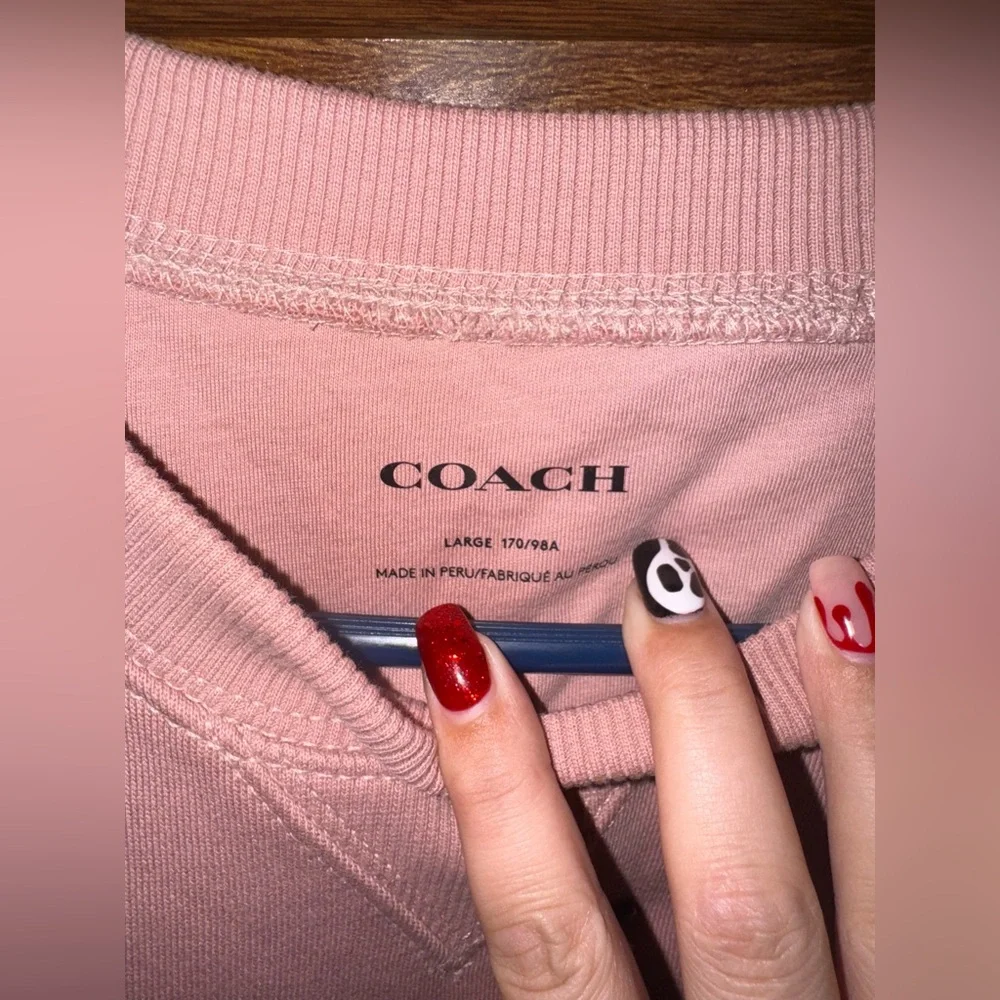 COACH Signature Kitten Crewneck Light Rose EUC - Picture 4 of 4